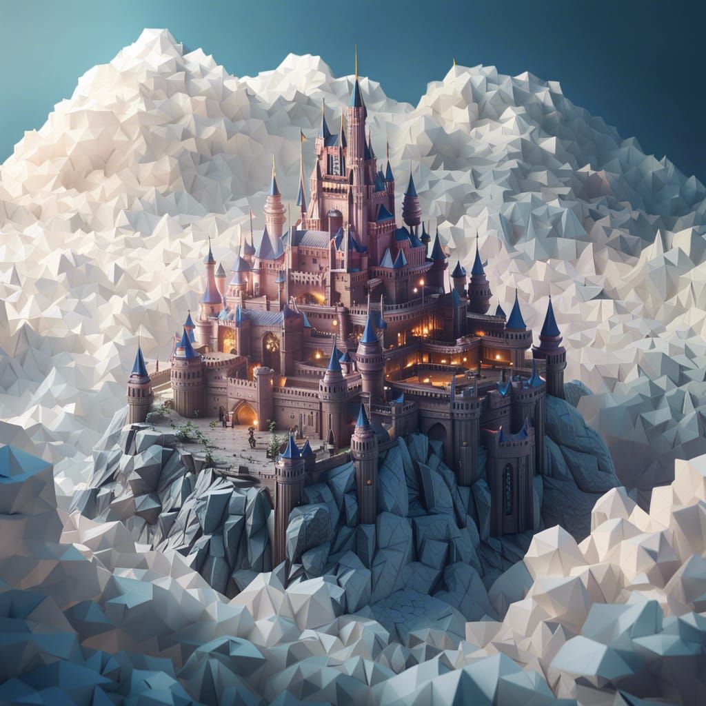 Surreal Castle in the Clouds - Intricate Papercraft Art