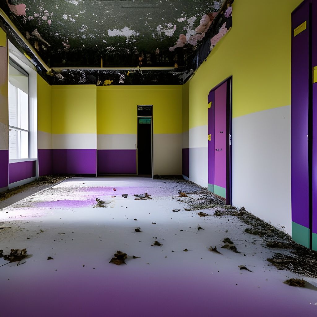 Eerie Sunny Corridor in Abandoned School