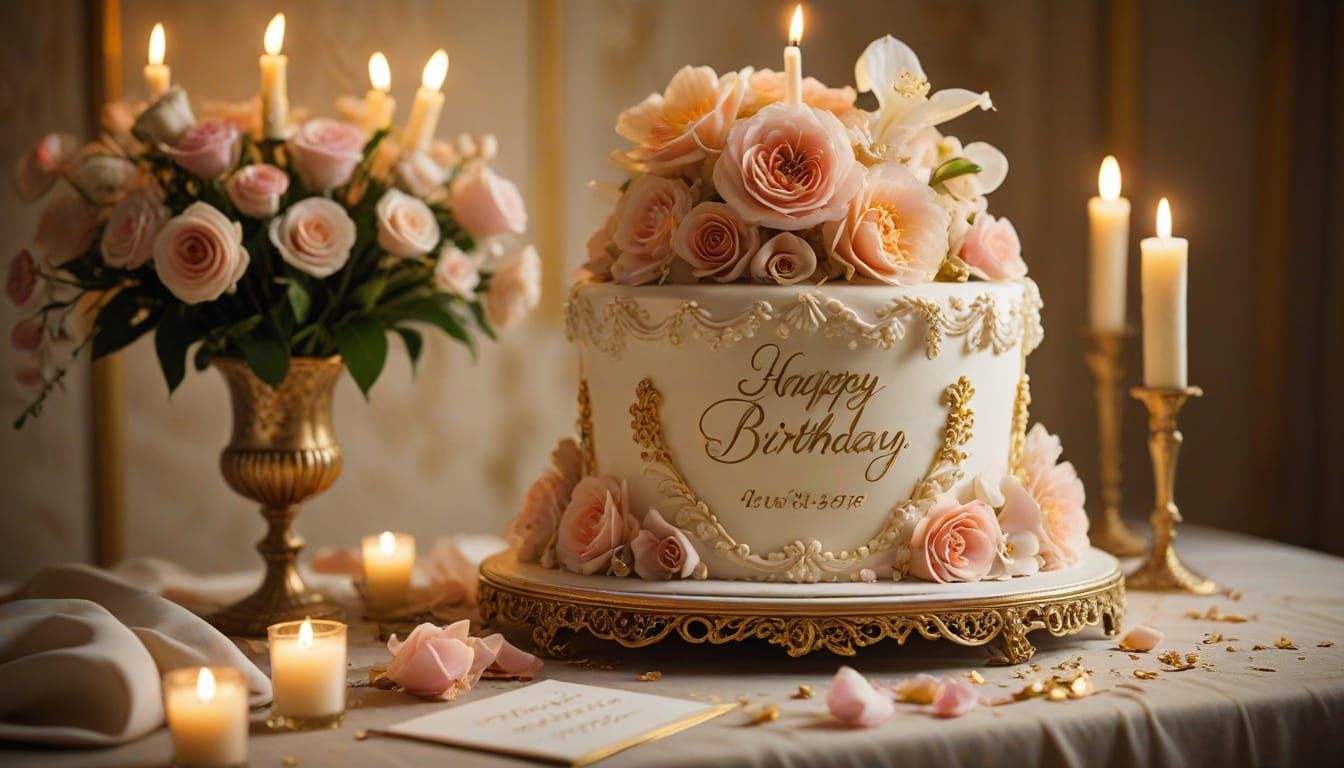 Baroque Birthday Cake in Elegant Still Life