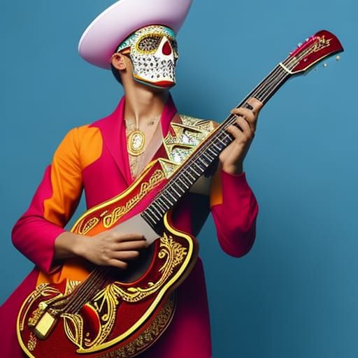Mexican day of death guitarist