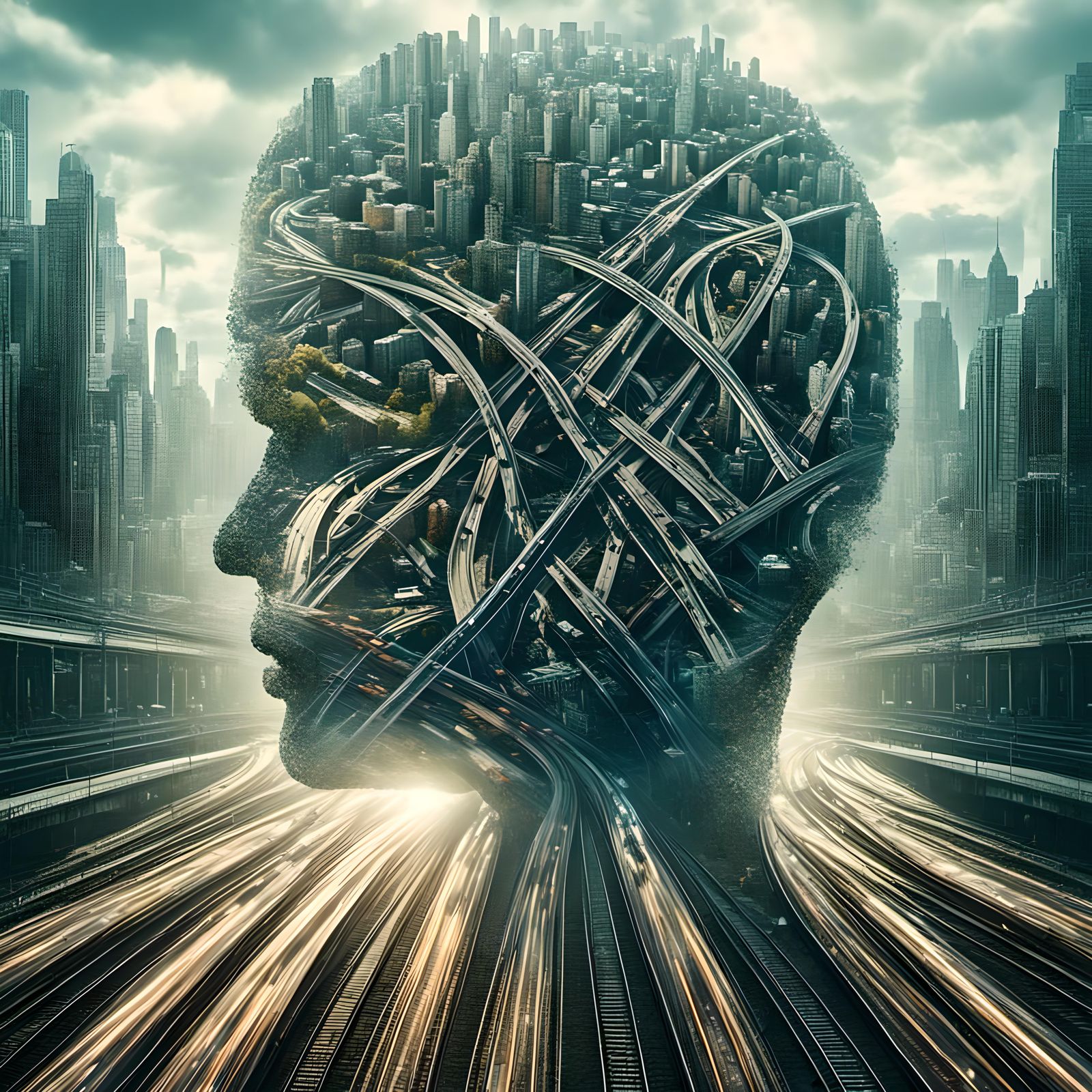 Surreal Double Exposure: Trains of Thought