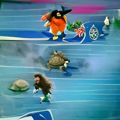 Tortoise Wins Olympic Race Against Cartoon Characters