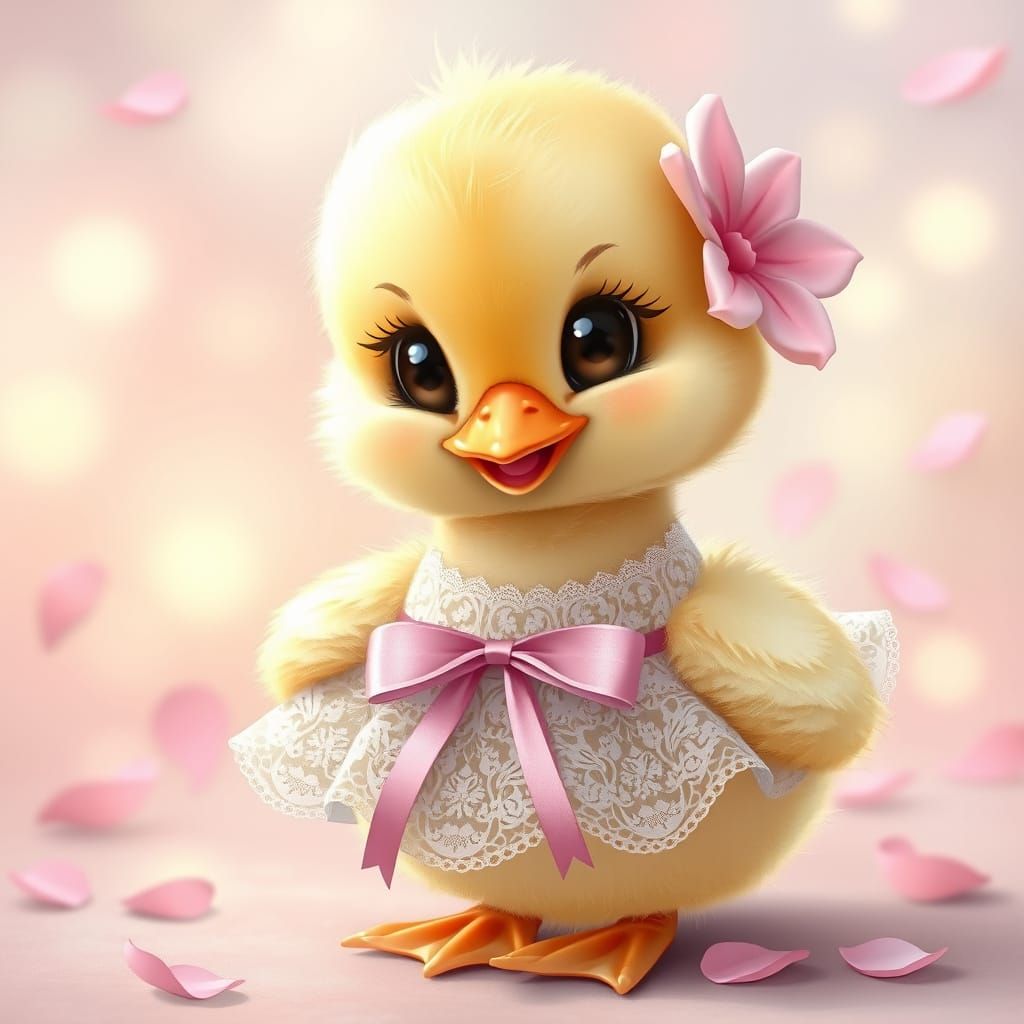 Adorable Duckling Portrait in Whimsical Digital Art Style