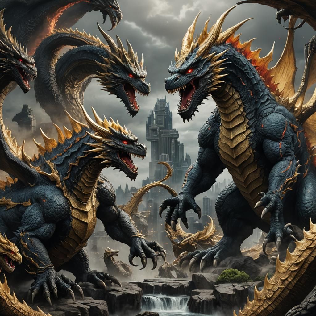 Godzilla and King Ghidorah Hybrid Concept Art
