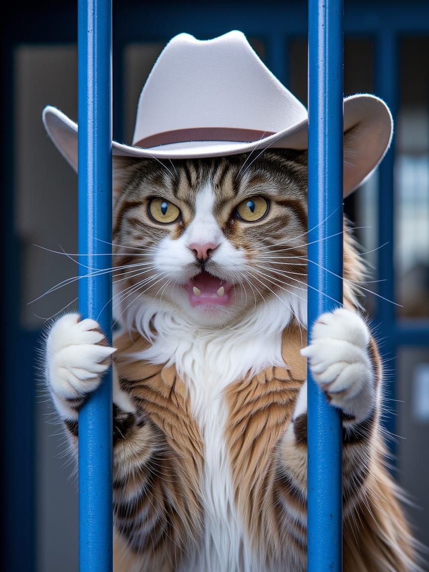 Angry Kitty in Police Custody, Mugshot Style