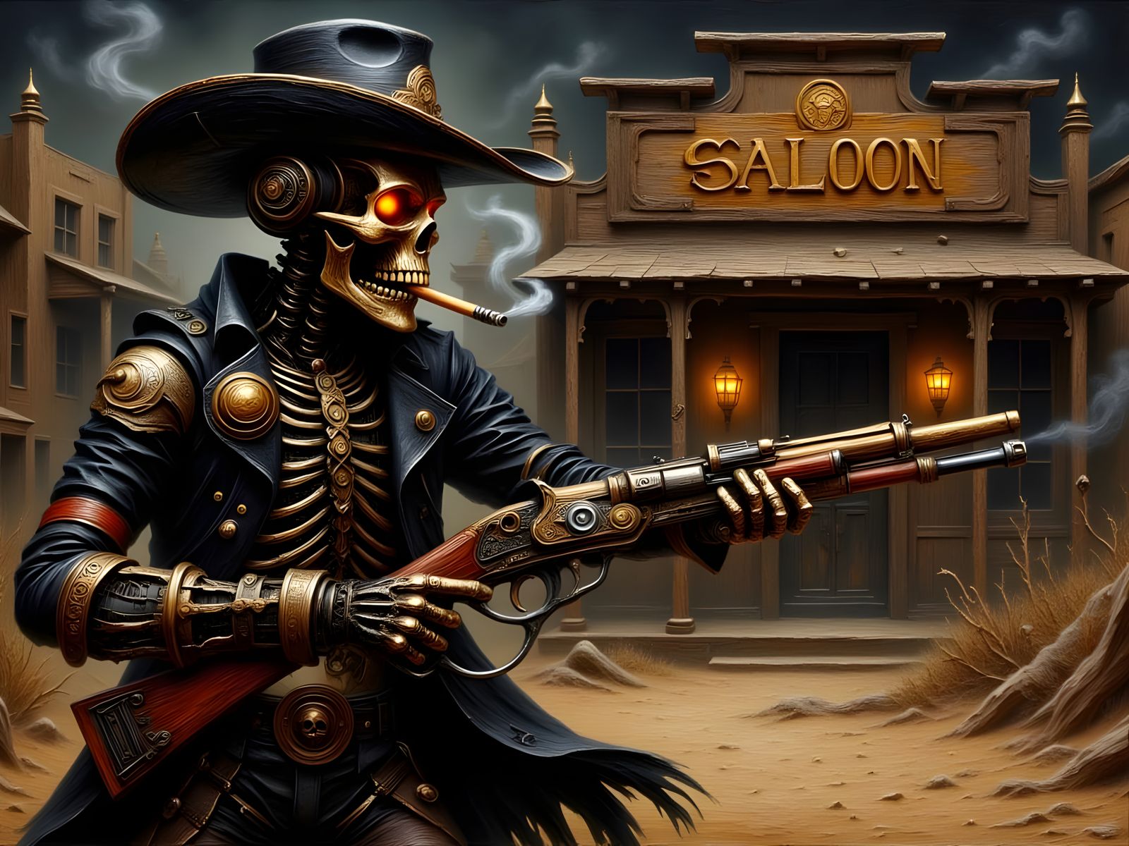 Steampunk Outlaw Rides into the Sunset
