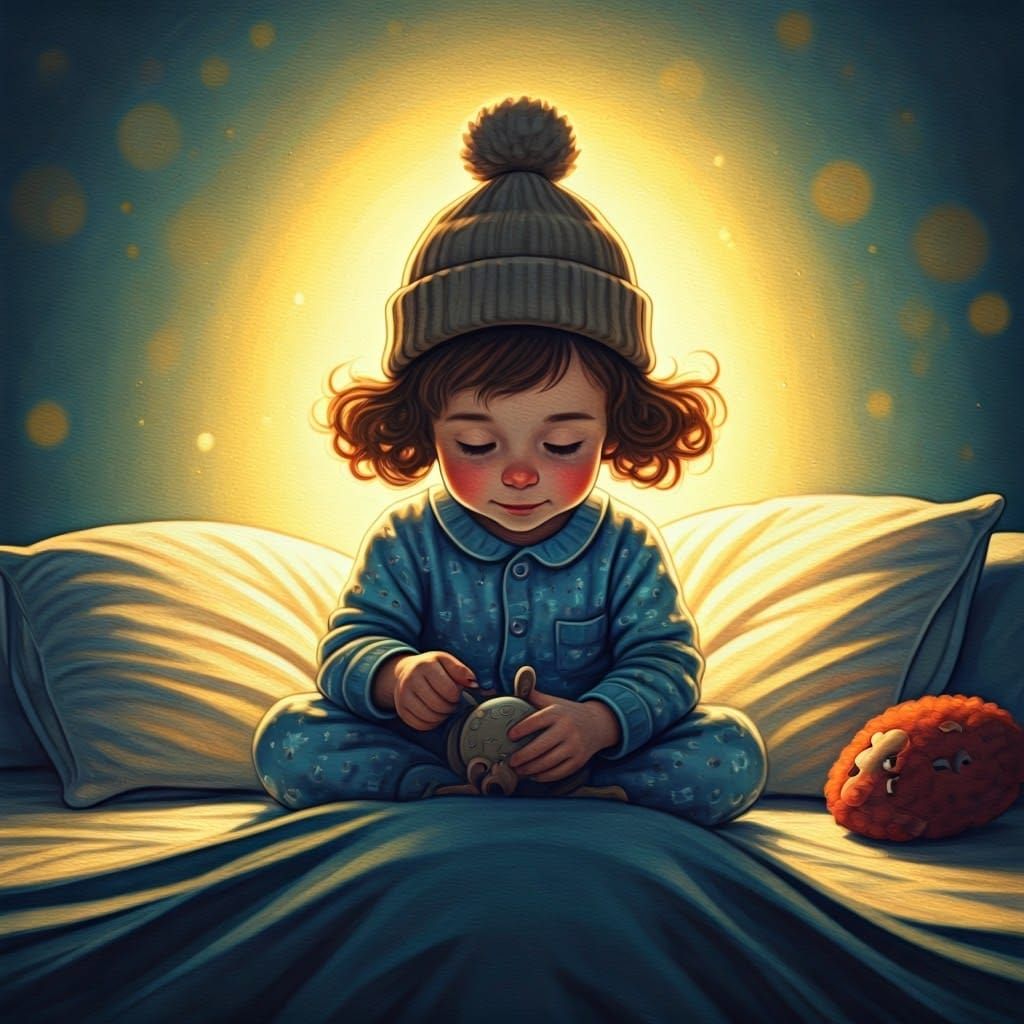 Cozy Boy in Bed: A Whimsical Winter Scene