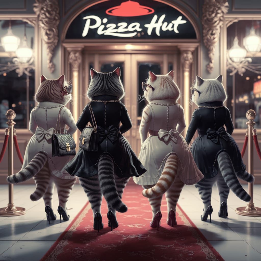 Posh Cats' Grand Entrance at Pizza Hut