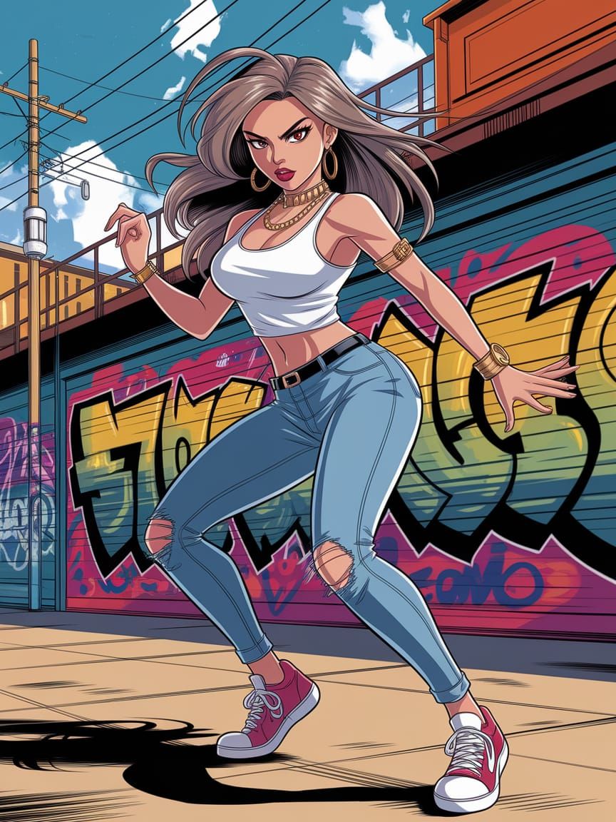 K-Pop Inspired Manga Sketch of a Dancing Woman