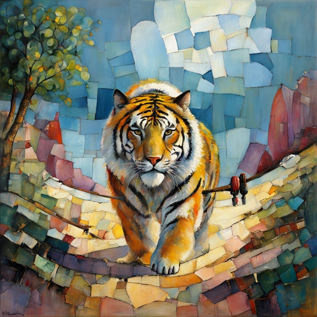 Textured Encaustic Painting in Naive Primitive Style