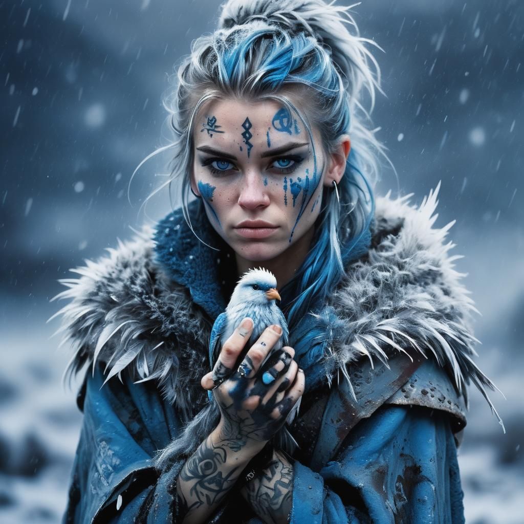 Viking warrior girl in springtime