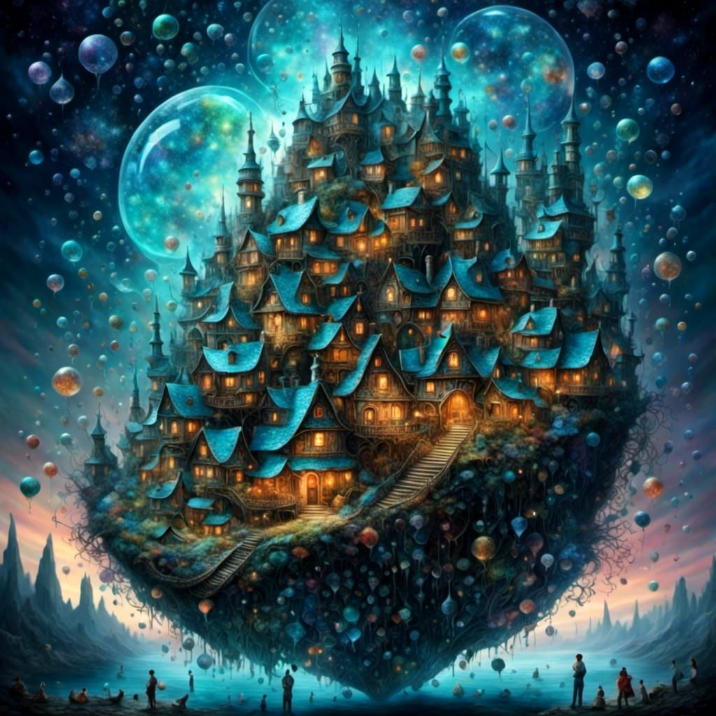 Starry Village World Inside Crystal