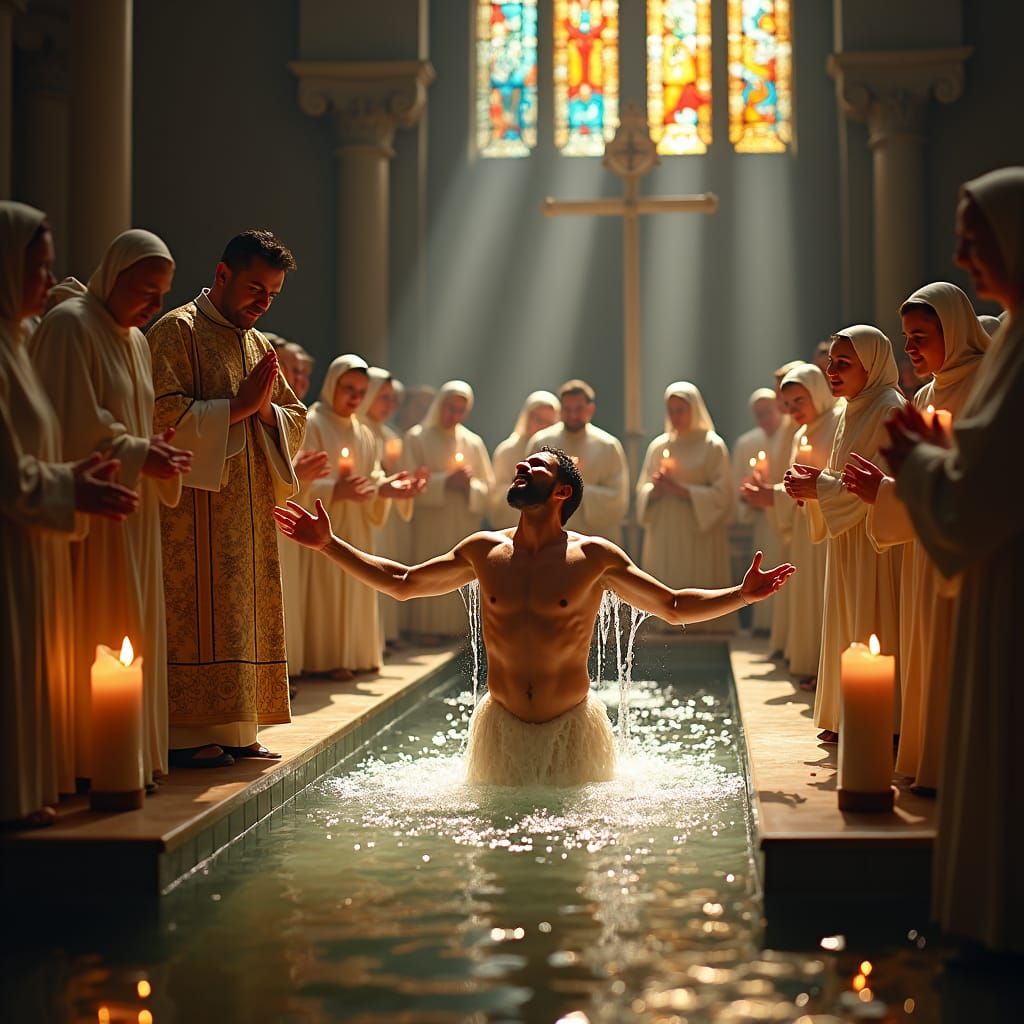 Baptismal Renewal: Ethereal Light and Golden Vestments