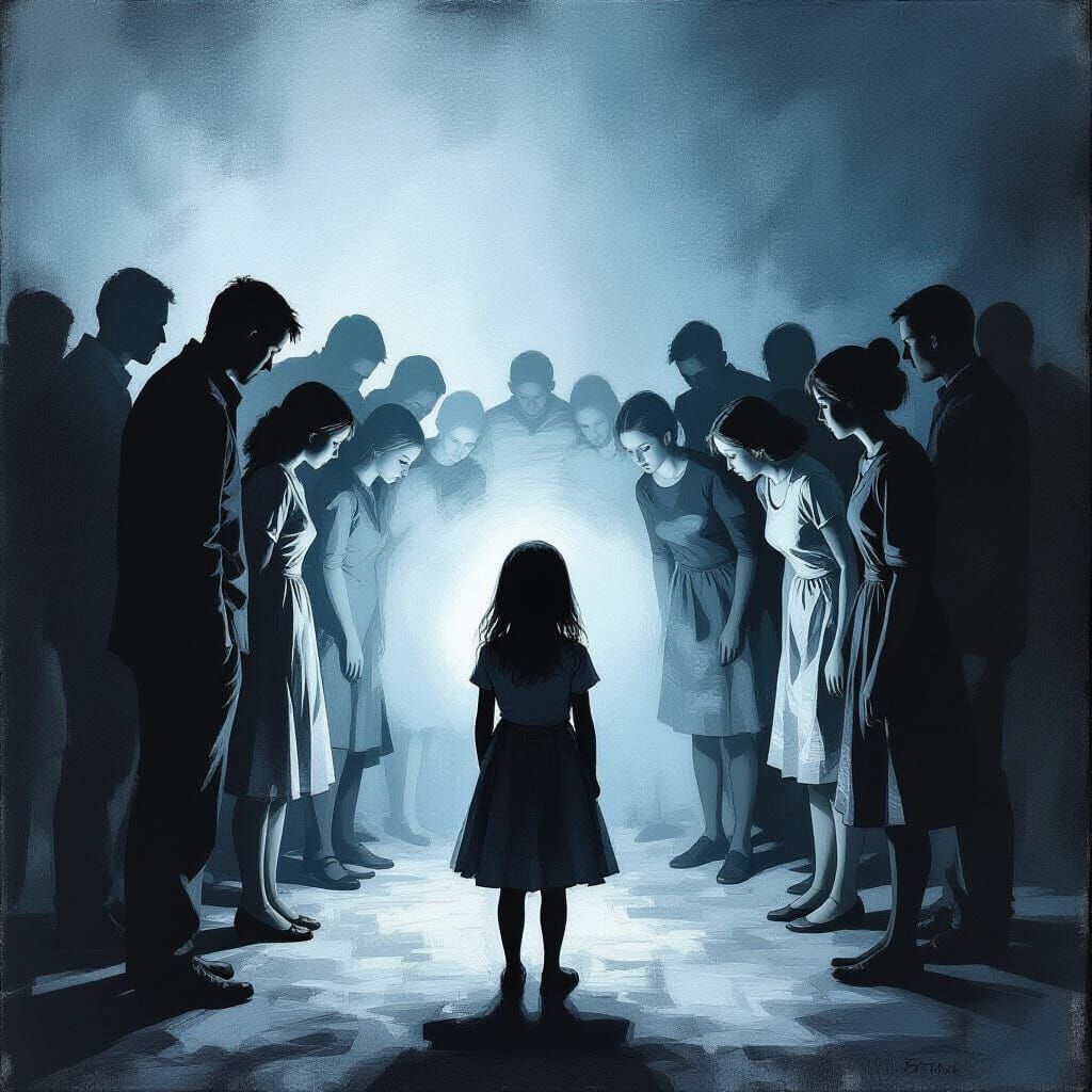 Isolated Girl in Family Trap, Chiaroscuro Style