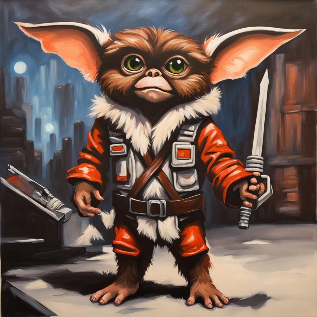Gizmo Warrior in Store: Acrylic Painting