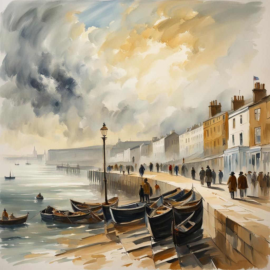 Dramatic Nineteenth Century Seafront Painting