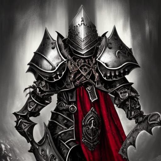 Grimdark Unholy Paladin in Crimson Armor