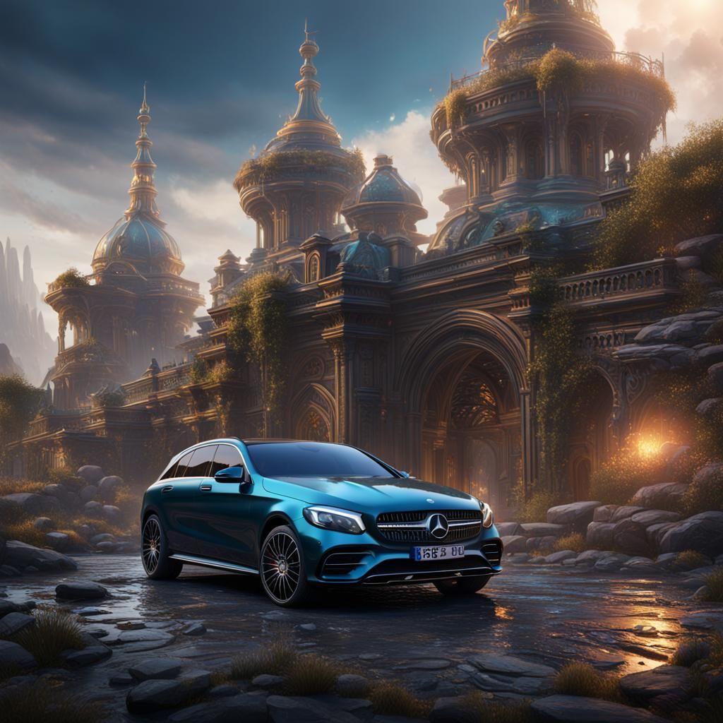Detailed Matte Painting of a Mercedes in 8k
