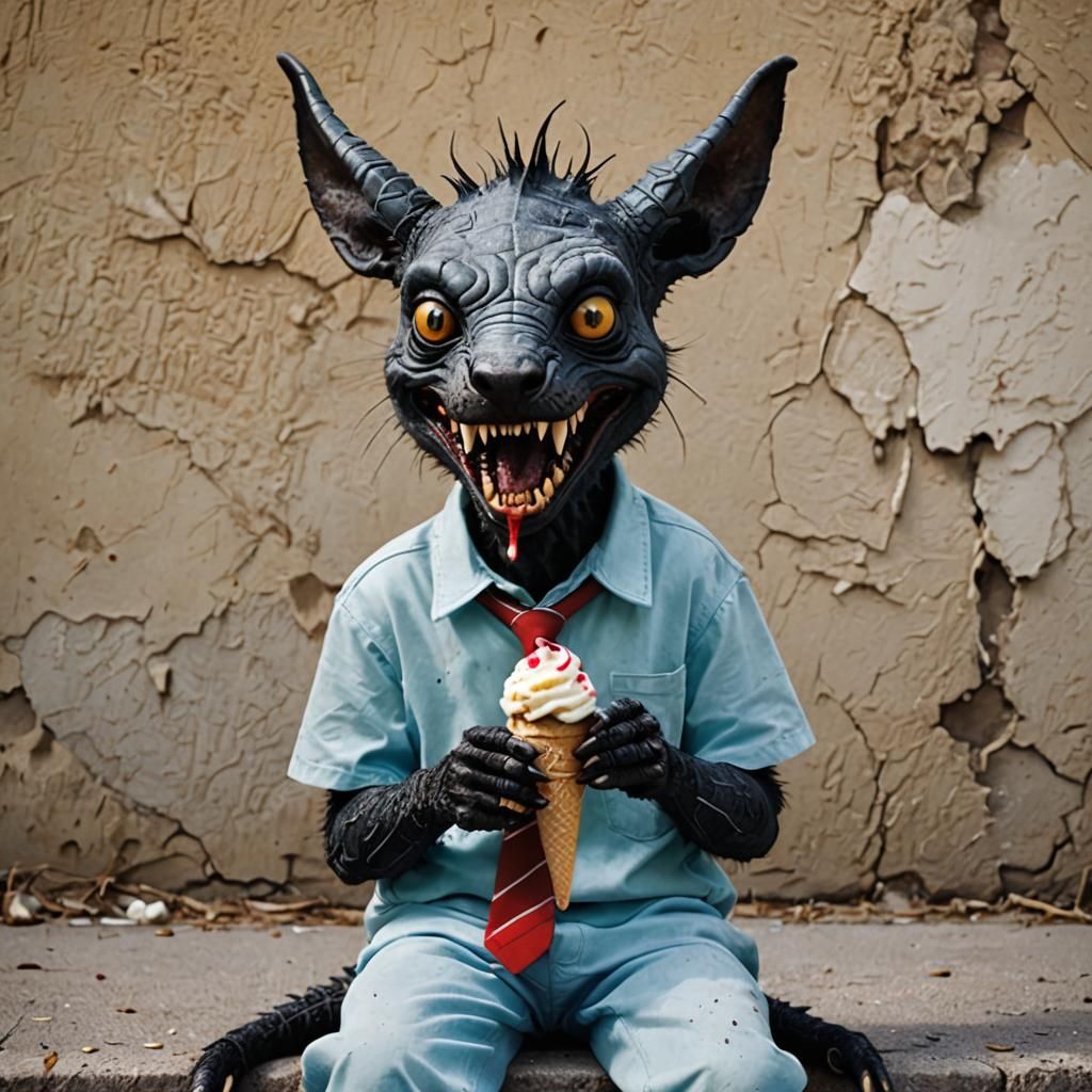 Chupacabra eating ice cream
