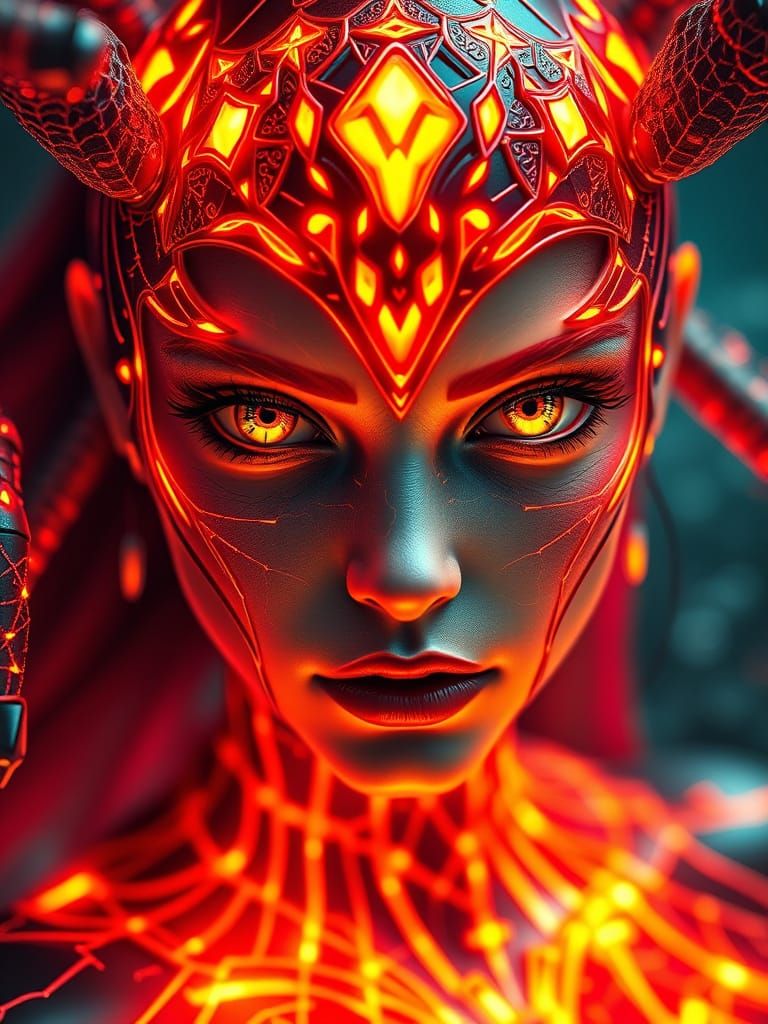 Radioactive FireSpider Woman: Hyperrealistic 8k Portrait