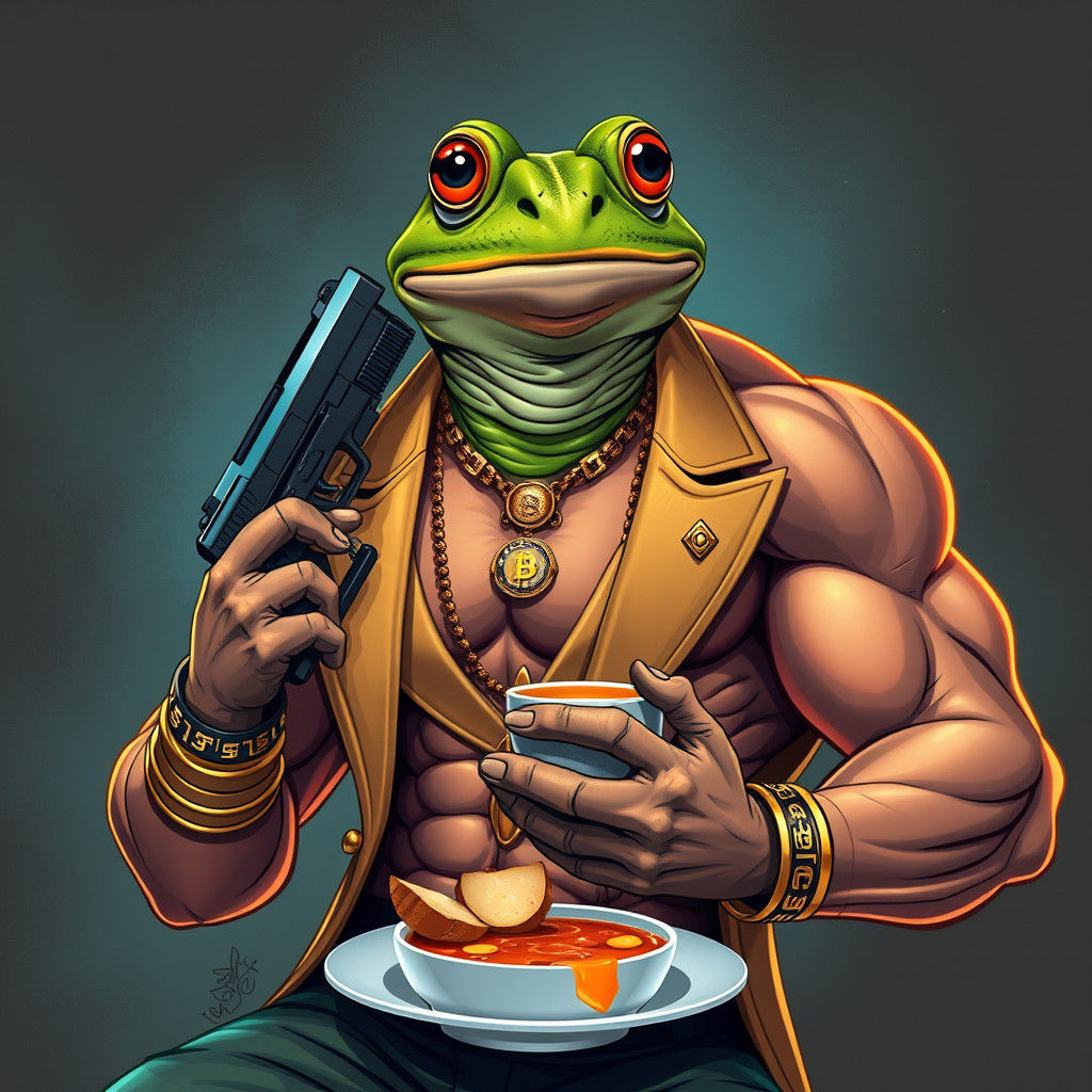 Opulent Frog-Human Hybrid in Cyberpunk Style