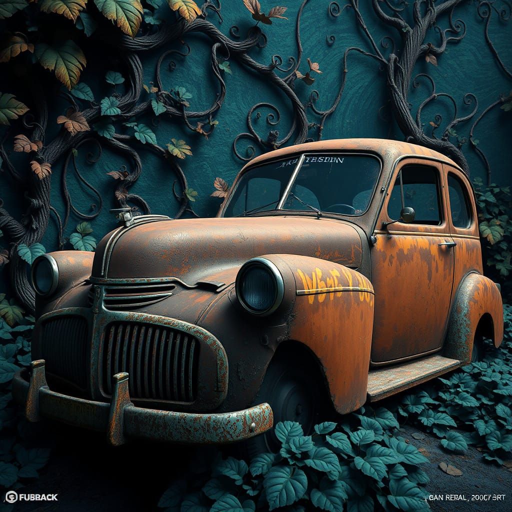 Weathered Car in Earthy Paradise