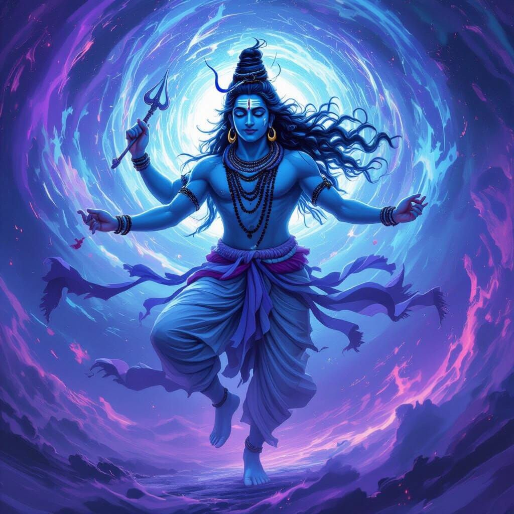 Lord Shiva's Cosmic Dance: A Digital Art Masterpiece