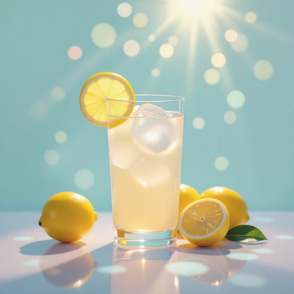 Ethereal Minimalist Lemonade Painting with Retro Elegance