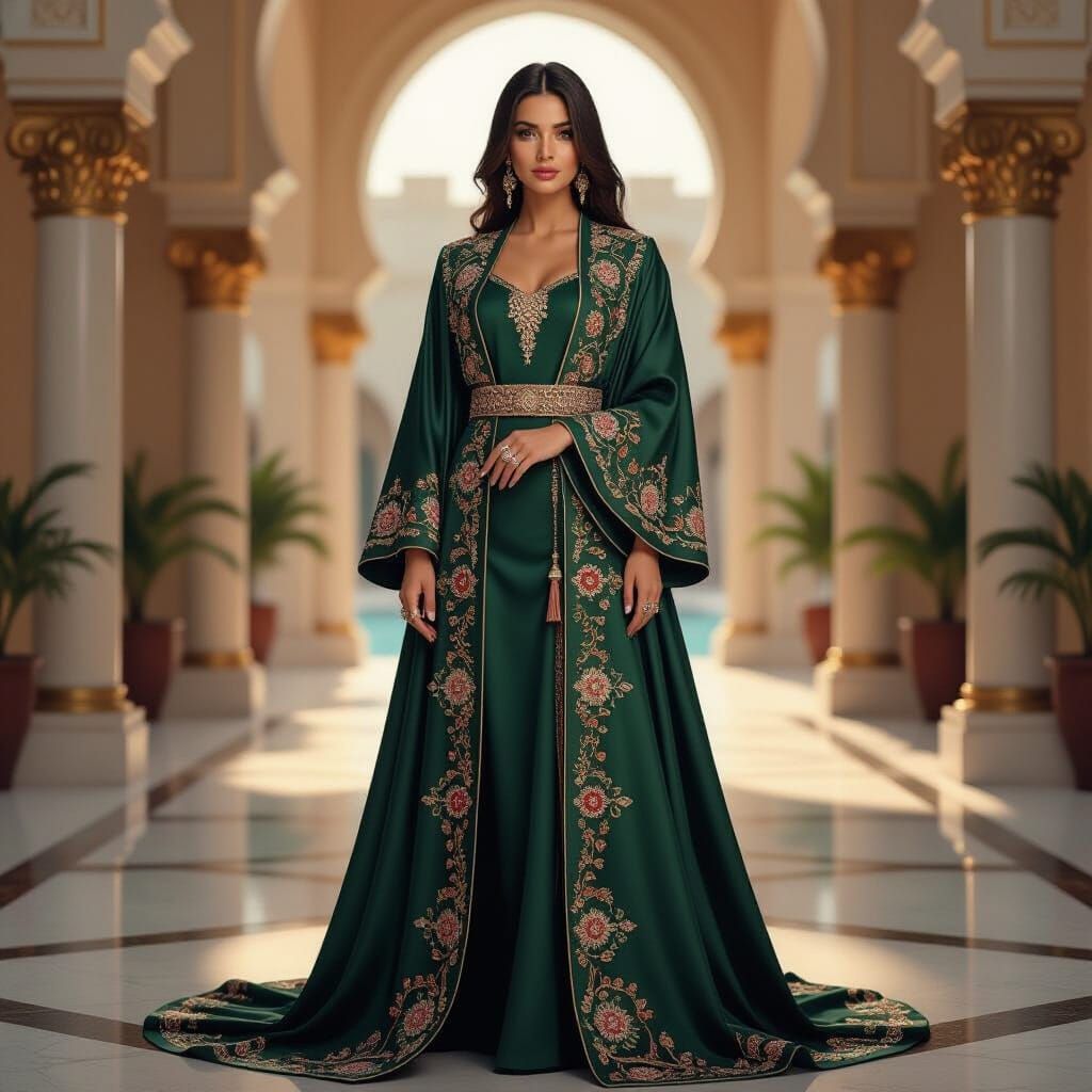 Regal Woman in Luxurious Abaya: Cinematic Digital Art