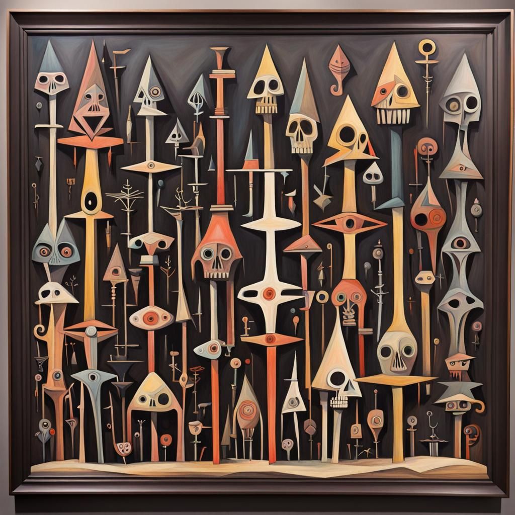 Surreal Key Sculpture in Macabre Landscape