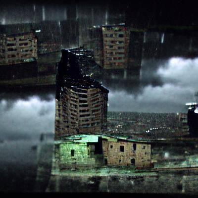 Stormy Despair: Shadowy Cityscape in 8K