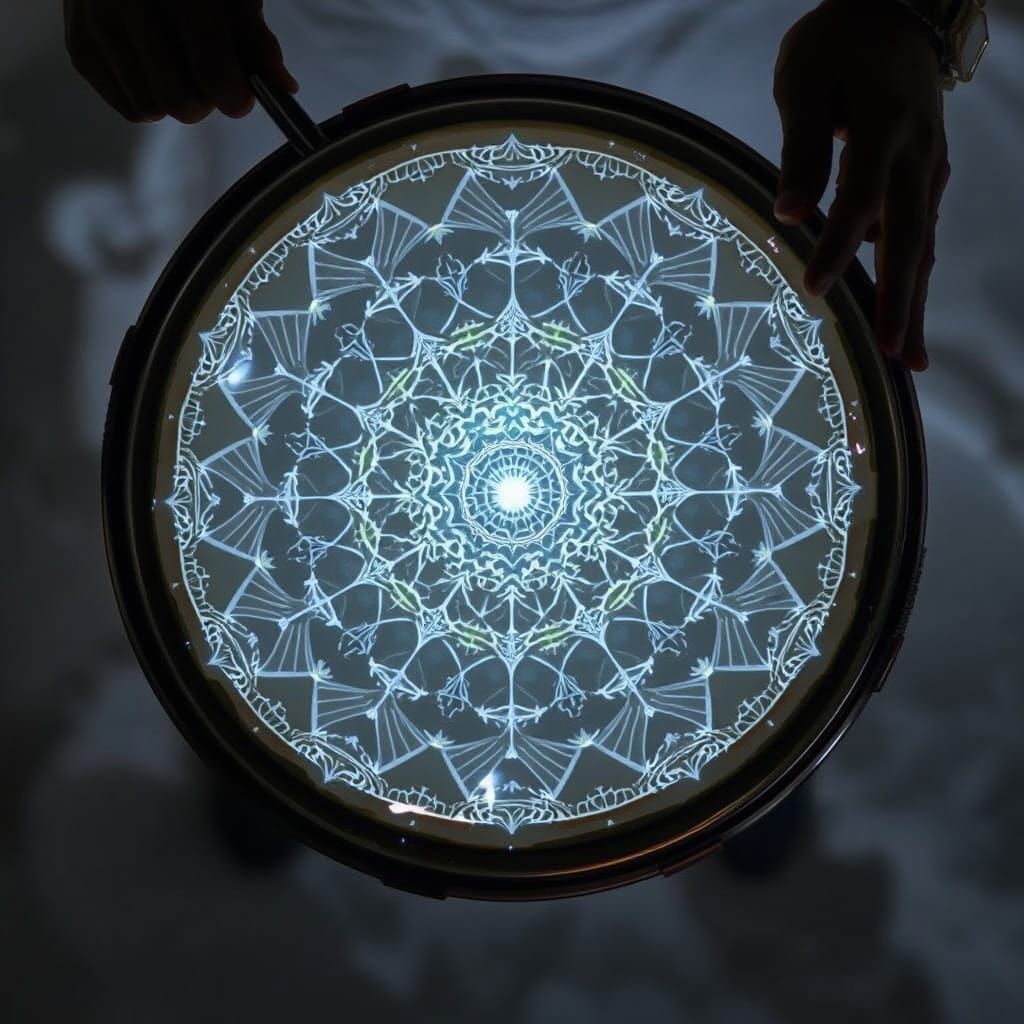 Ethereal Salt Crystal Chladni Patterns in Cyberpunk Light