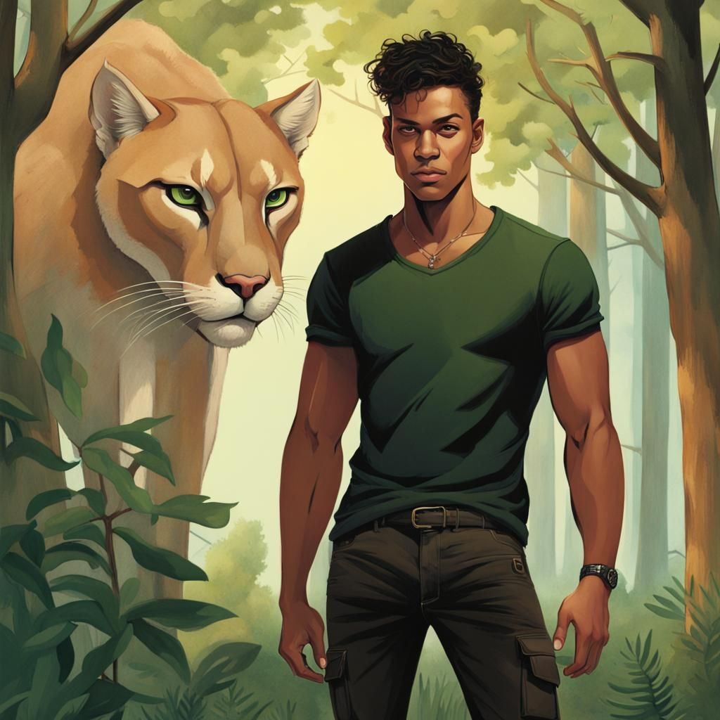 Werecougar Transformation in Forest Illustration