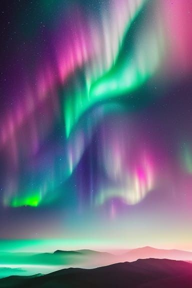 Aurora Borealis Under a Starry Night Sky