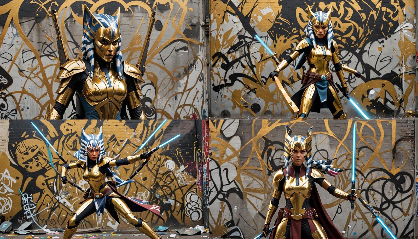 Golden Ahsoka Fighting: Digital Matte Painting