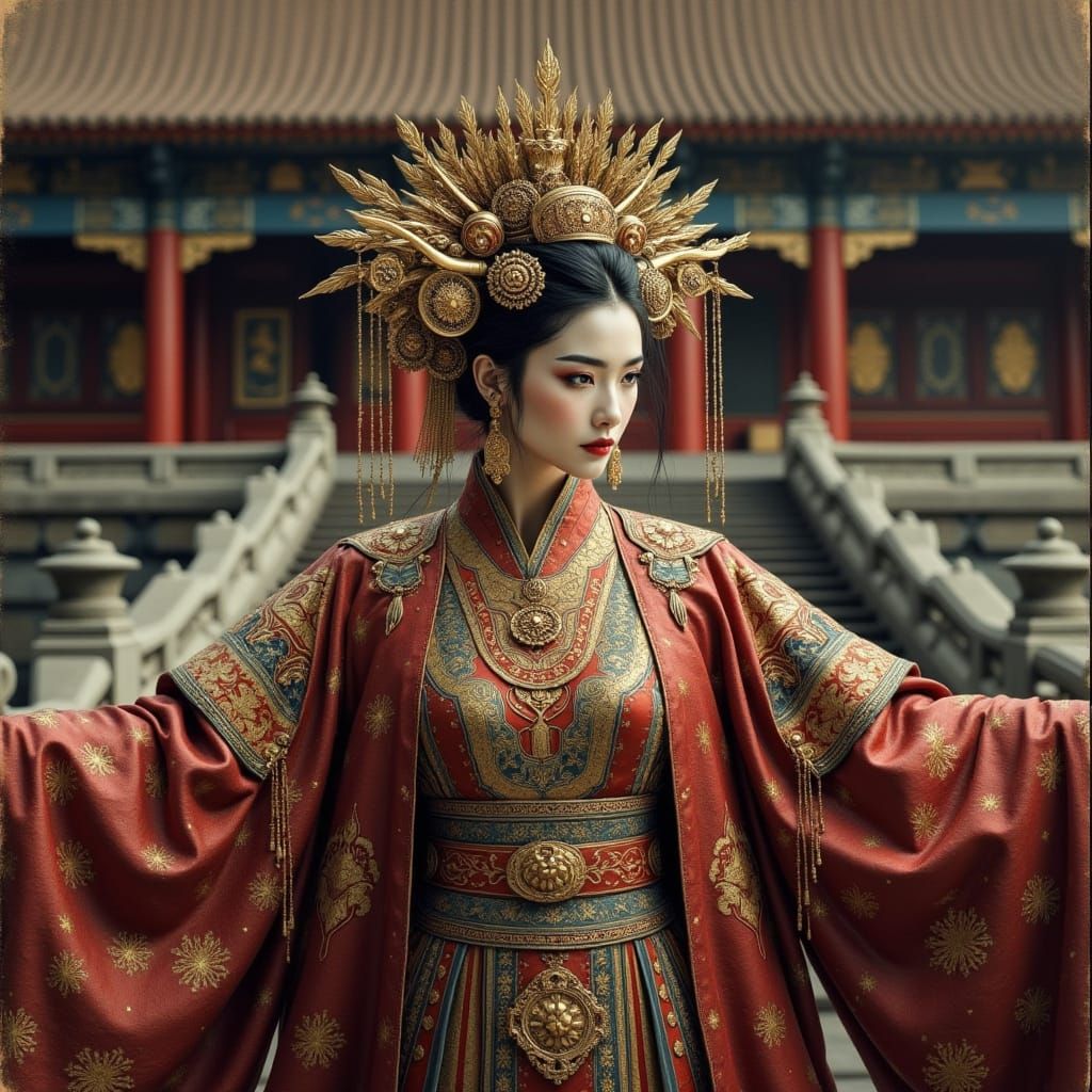 Elegant Tang Dynasty Princess in Regal Watercolor Attire