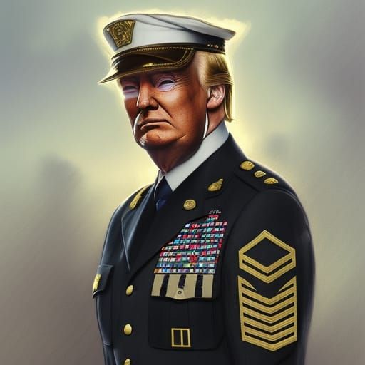 Donald Trump Portrait in Military Uniform