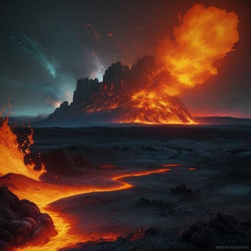Raging Fire Engulfs Landscape: Vibrant 3D Render