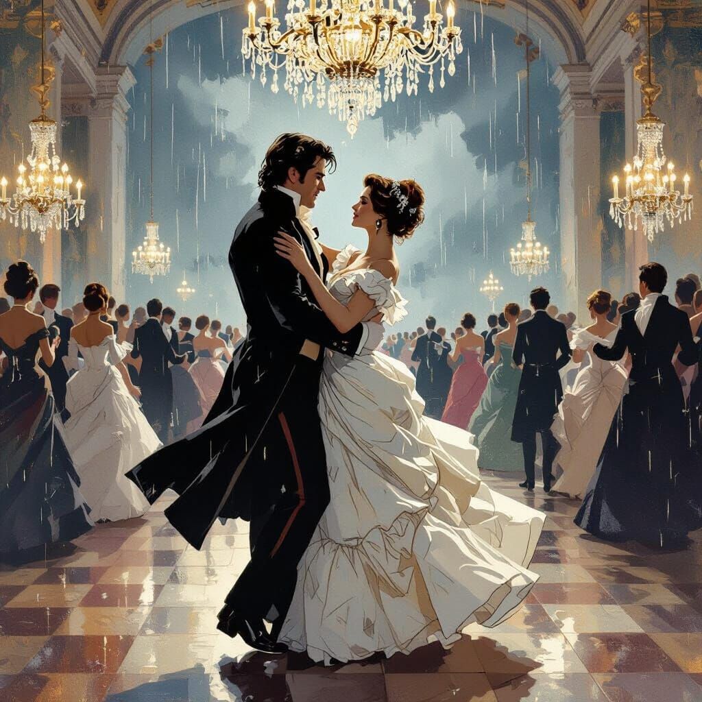 Rhett and Scarlett Waltz in an Expressive Ballroom