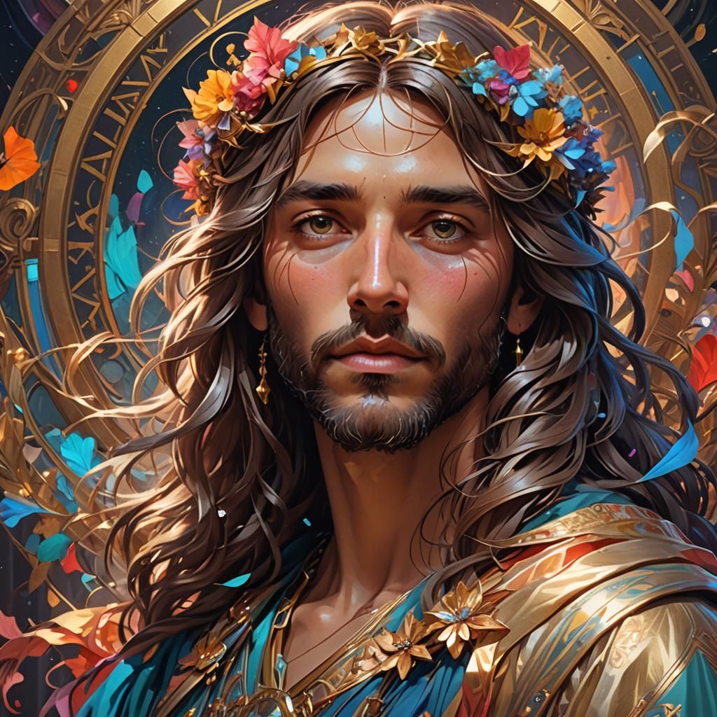 Love, Music, Hope Portrait in Art Nouveau Style