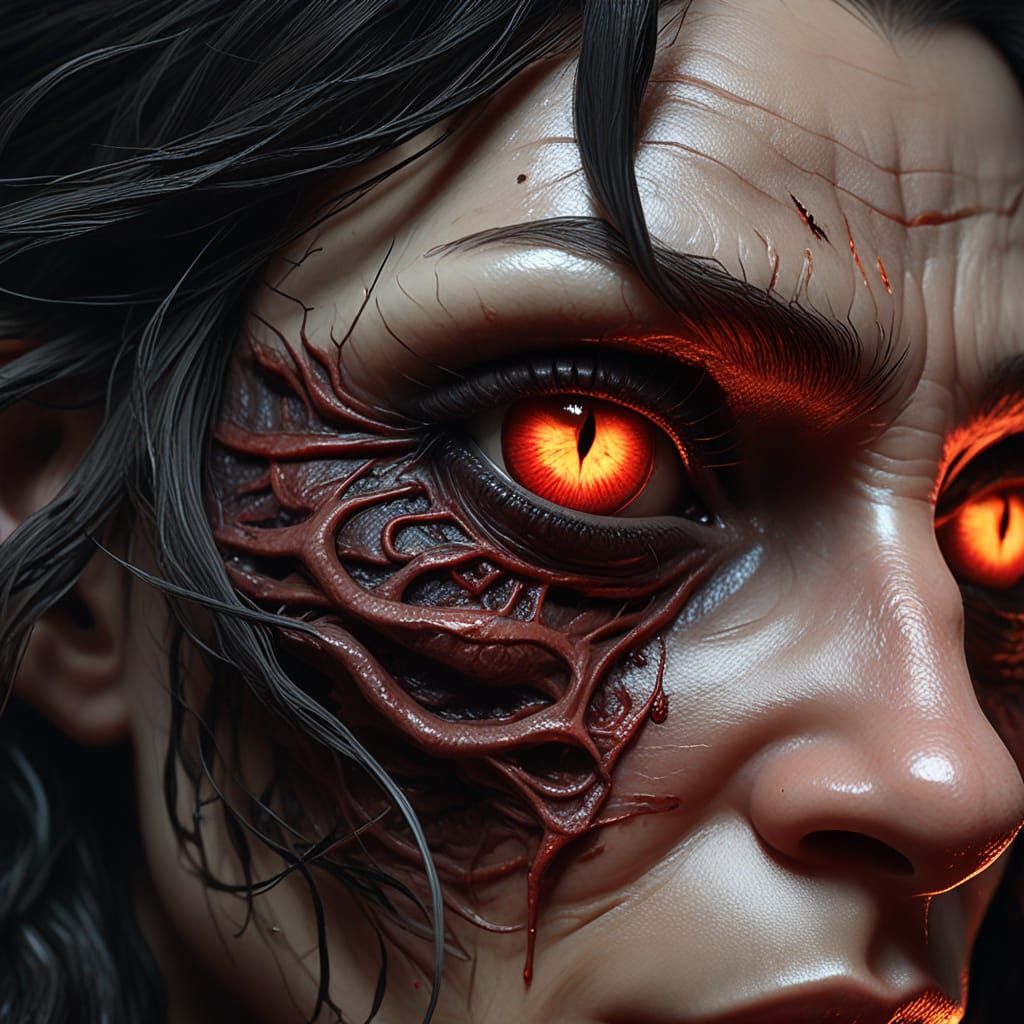 Dark Fantasy Oil Painting: Sauron's Mother's Eerie Eye