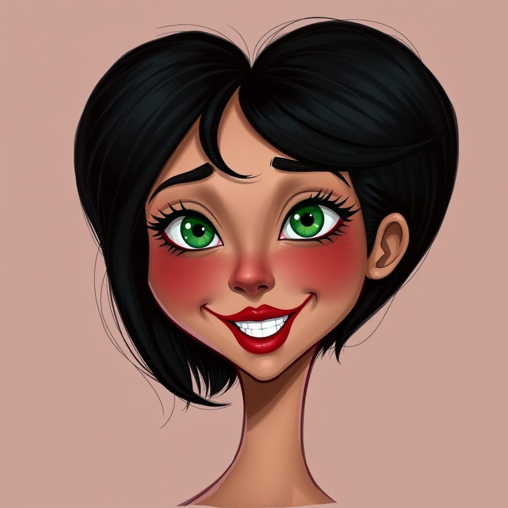Laughing Woman with Heart-Shaped Face in Realism Style