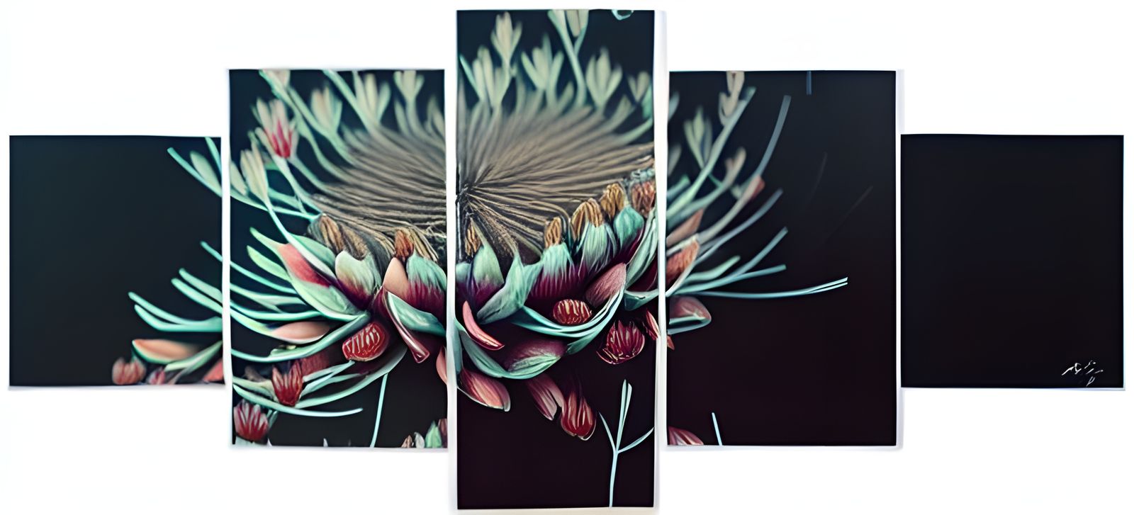 Magical Protea Cynaroides Floral Liquid Polyptych