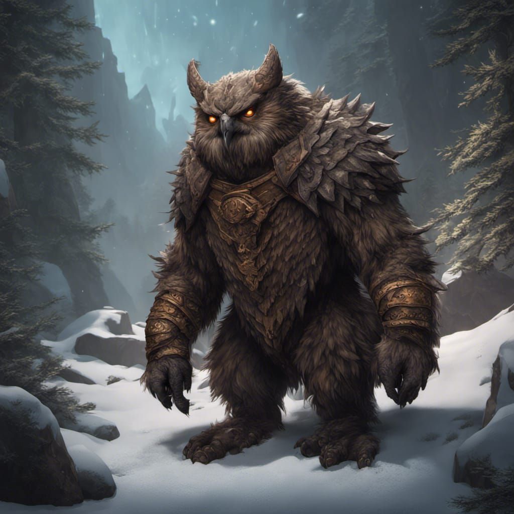 Detailed Owlbear Matte Painting in Fantasy Style