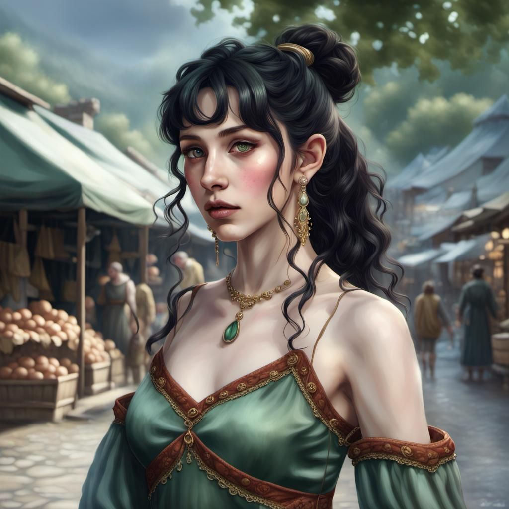 Beautiful Elf Druid Portrait in Detailed Fantasy Art