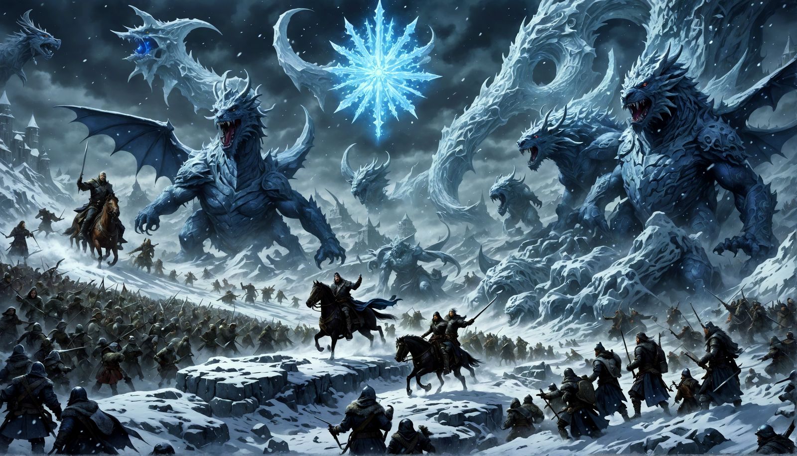 Ethereal General Leads Battle Against Winter Beasts in Ruins