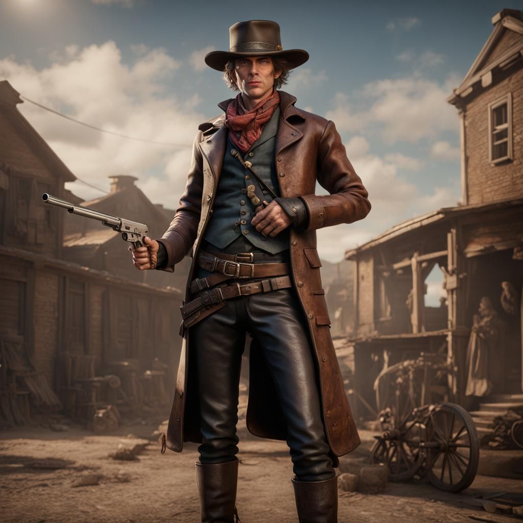 Billy the Kid in Vintage Fashion, Detailed Matte Painting