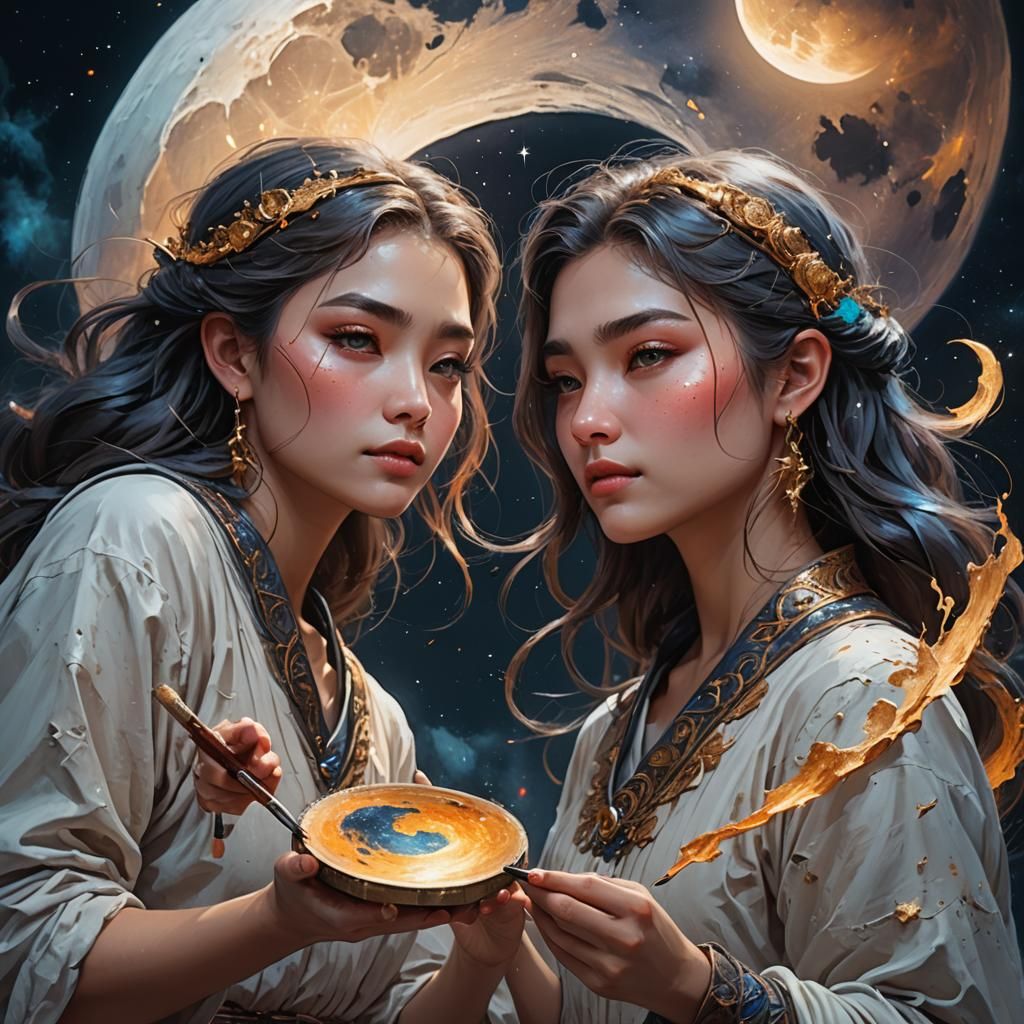 Girl Paints the Moon: Fantastical Digital Art