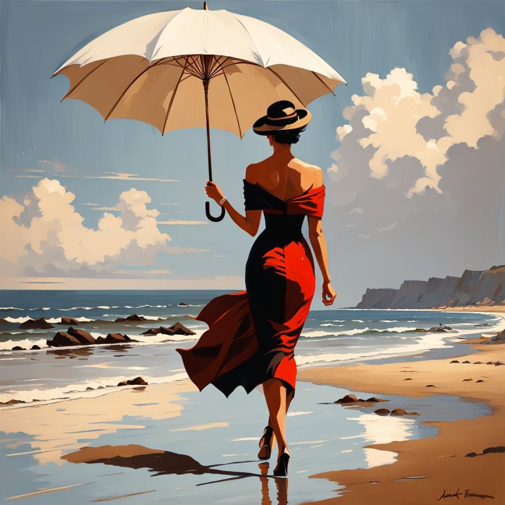 Springtime beach walk