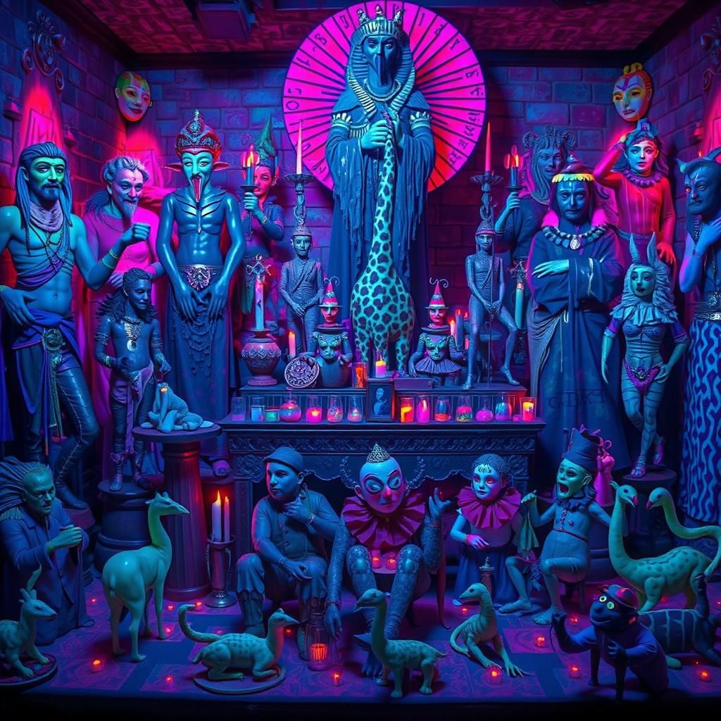 Creepy Underground Ceremony with Pagan Idols